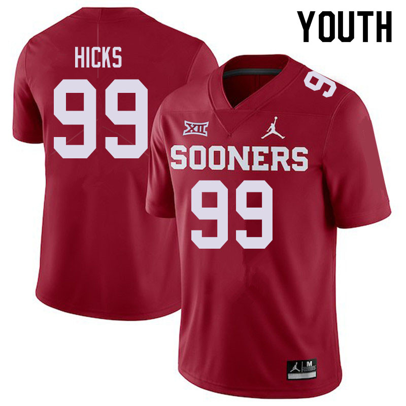 Jordan Brand Youth #99 Marcus Hicks Oklahoma Sooners College Football Jerseys Sale-Crimson